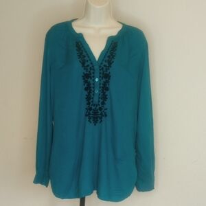 St. John's Bay Blue Blouse Elegant Top
